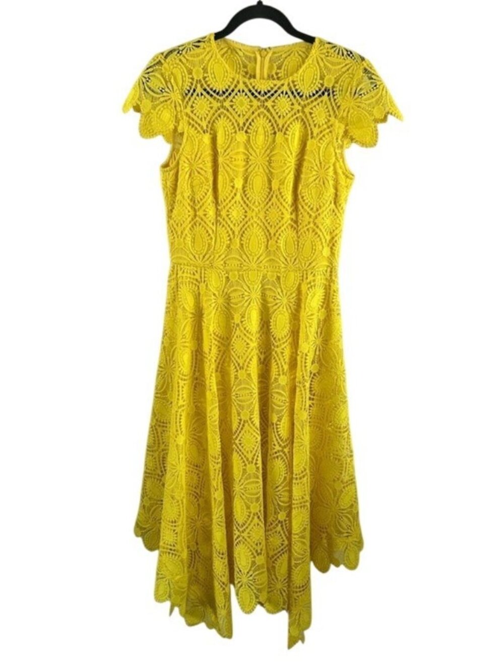 Antonio Melani Yellow Lace Midi Dress Elegant Women's Summer Dress Sz 4 READ